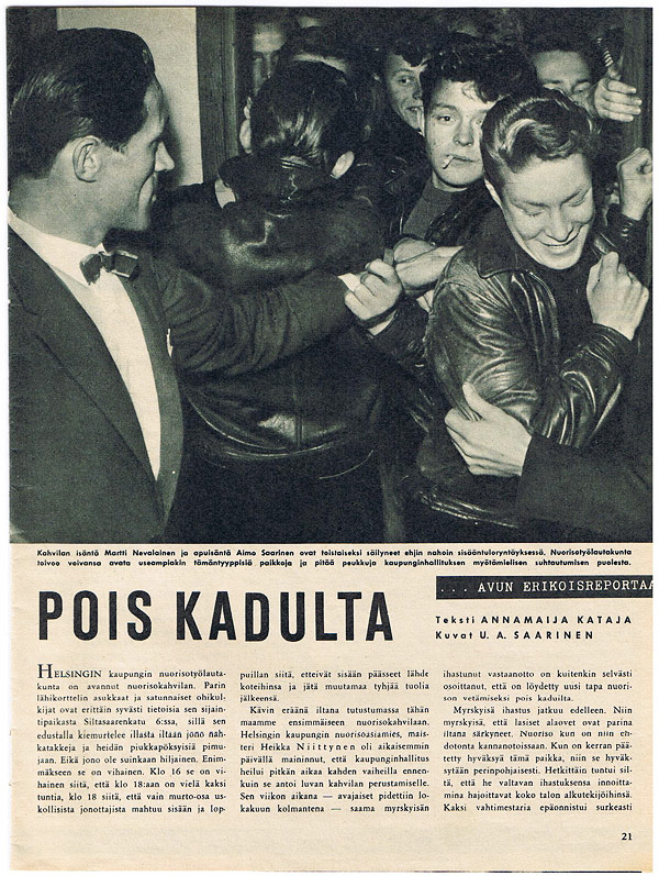 Apu-lehden Haka-kerhoa käsittelevän artikkelin ensimmäinen sivu vuodelta 1957